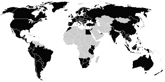 My World Map, visited countries are marked dark
